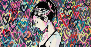 50 × 100 cm, Neonfaben, Acryl, Glitzerstein, Bildnummer 44