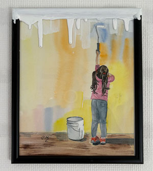 32 × 25 cm (inkl. Rahmen), Aquarell, ein wenig Acryl, Bildnummer 47