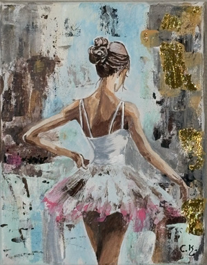 24 × 30 cm, Acryl, Blattgold (künstlich), Strukturpaste, Bildnummer 4