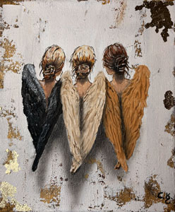 25x30 cm, Acryl, Strukturpaste, Blattgold (künstlich), Bildnummer 98