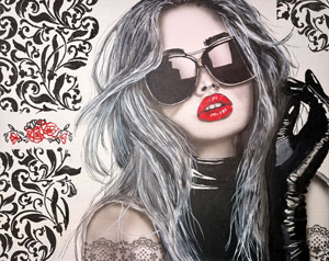 40x50 cm, Airbrush, Acryl, Strukturpaste, Bildnummer 106