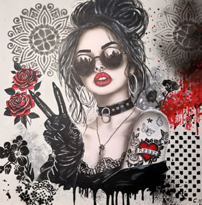 40x40 cm, Airbrush, Acryl, Strukturpaste, Bildnummer 105