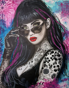 40x50 cm, Airbrush, Acryl, Strukturpaste, Glitzerstein, Bildnummer 104