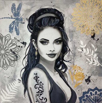 Bildnummer 110: Airbrush, Acryl, Strukturpaste, 40 x 40 cm